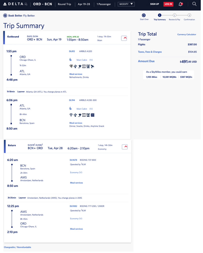 a screenshot of a flight schedule