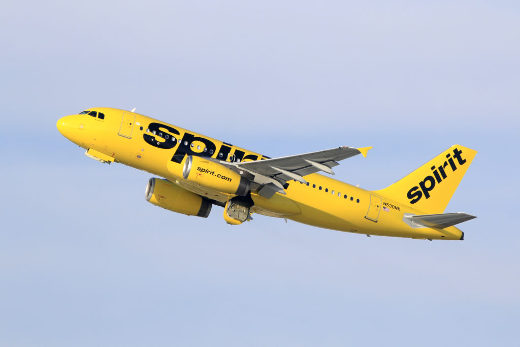 Los Angeles, CA, USA - Nov.17.2018: Spirit Airlines Airbus A319 aircraft (Registration No. N530NK) taking off at LAX Airport.