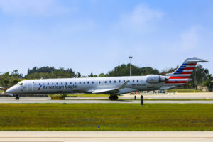 American Airlines Eagle Canadair CL-600 CRJ-900LR taxiing at Sarasota SRQ airport in Florida