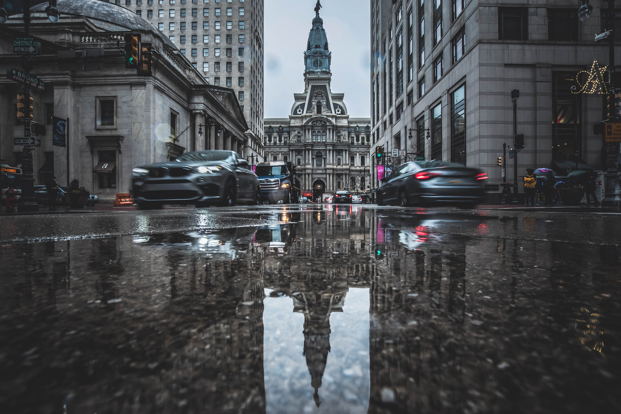 Here is a shot of the city hall in Philadelphia taken from a puddle after a rain storm