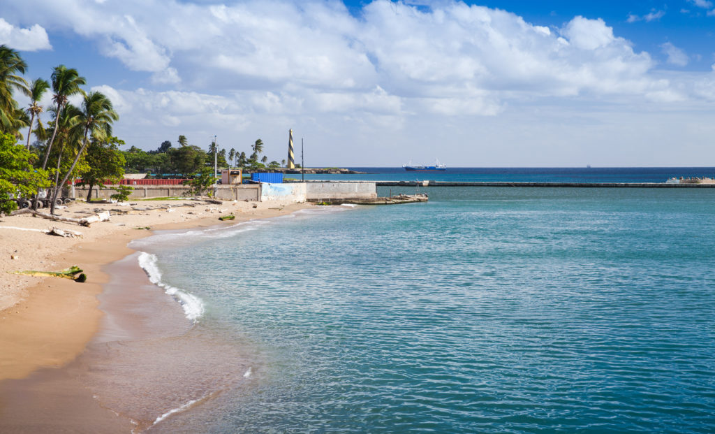 Coastal landscape of Santo Domingo. Capital city of Dominican Republic