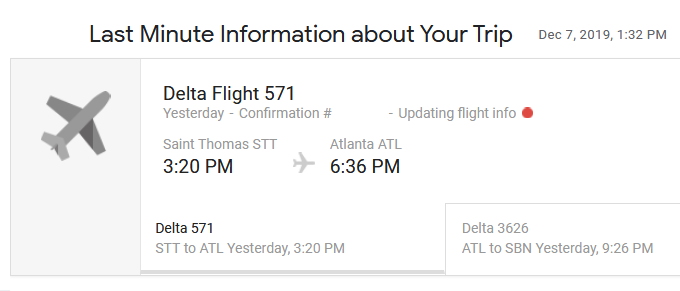 a screenshot of a flight schedule