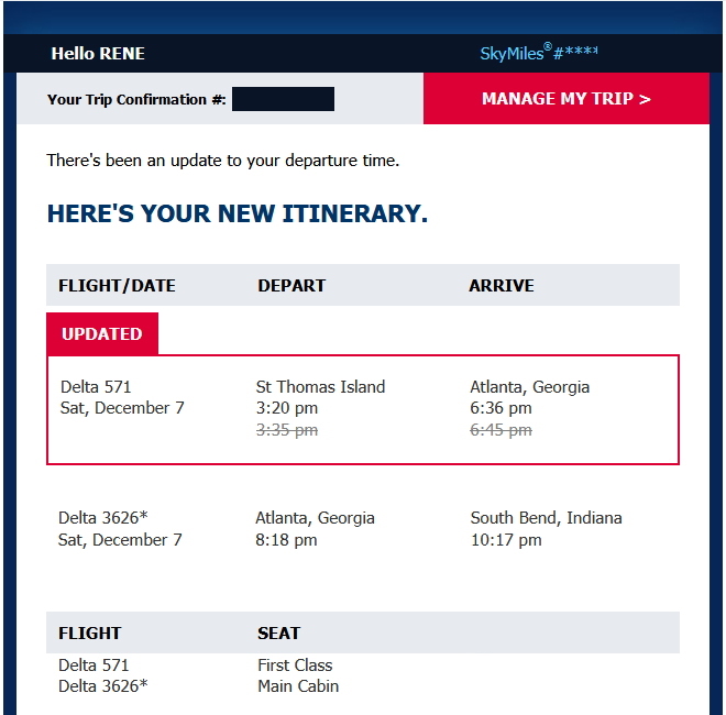 a screenshot of a flight schedule