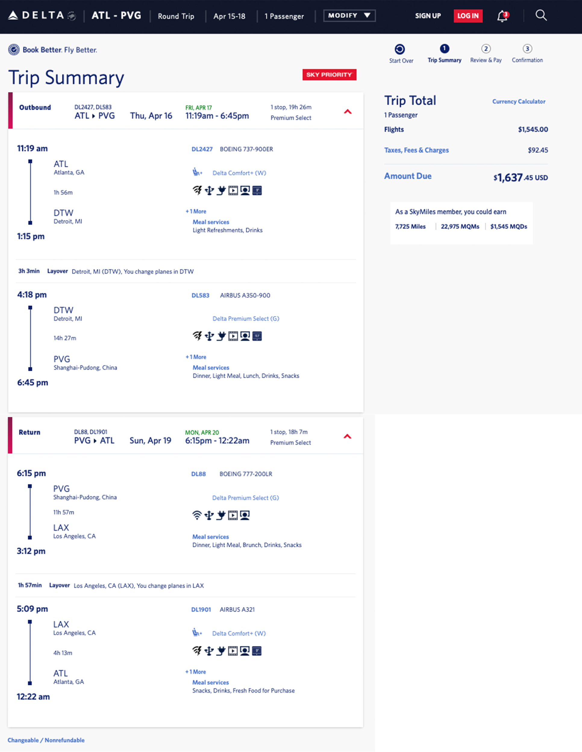 Atlanta to Shanghai Delta Premium Select mileage run / mini-vacation.