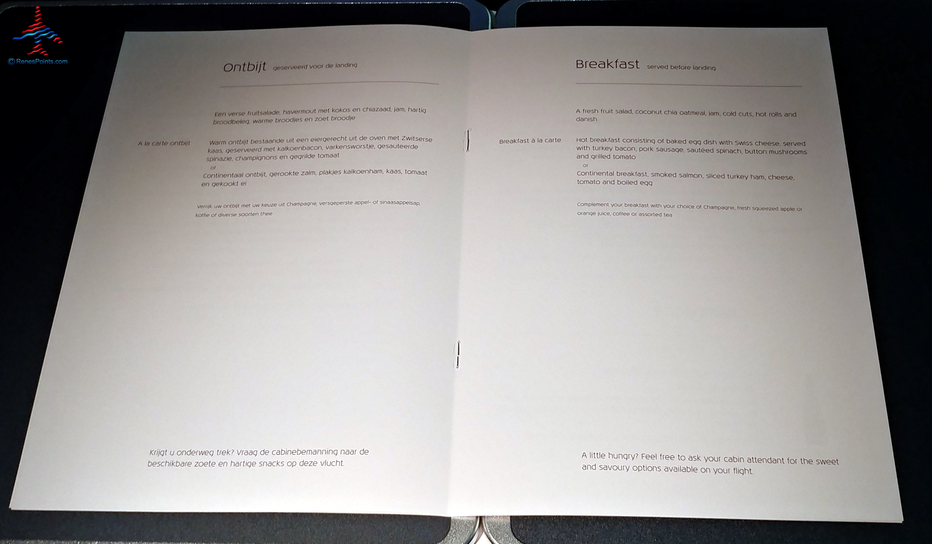 Review: KLM 777 Business Class Full Flat Seat! Dinner and Breakfast During a Trip from Atlanta to Amsterdam