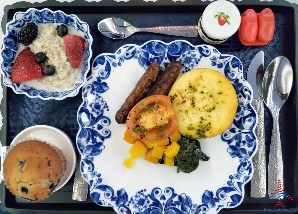 a plate of food on a tray