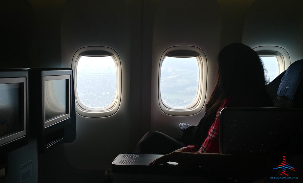 a person sitting in an airplane