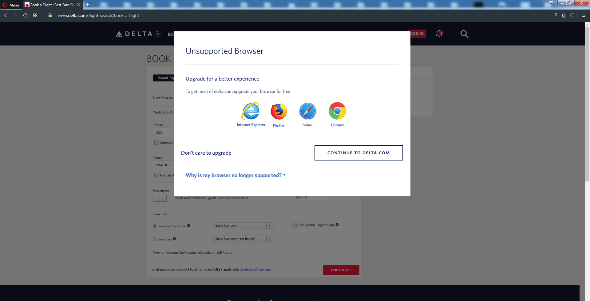 Ruh Roh Delta is AGAIN breaking the old fast flight booking page – I HATE the cartoon-ish new one!