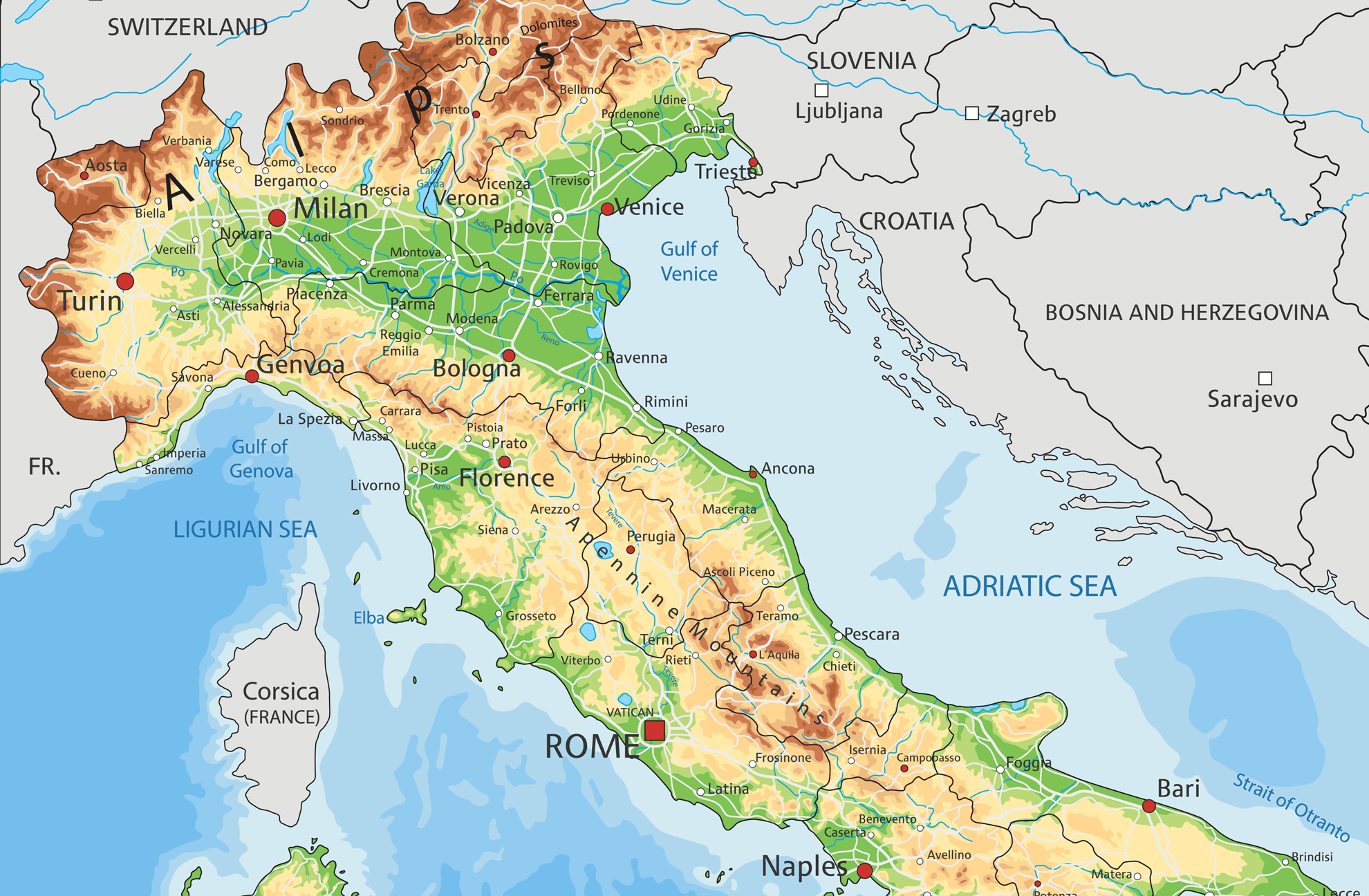 Италия на карте фото крупным планом