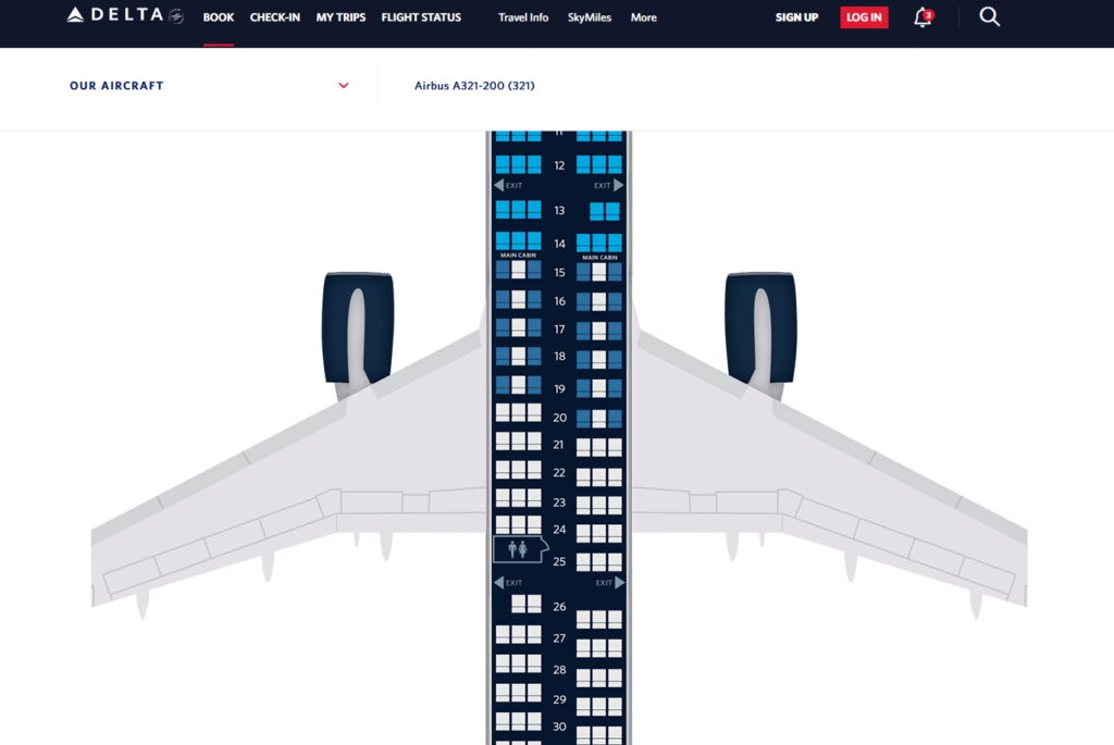 A Delta Air Lines Airbus A321 that hasn't yet been updated