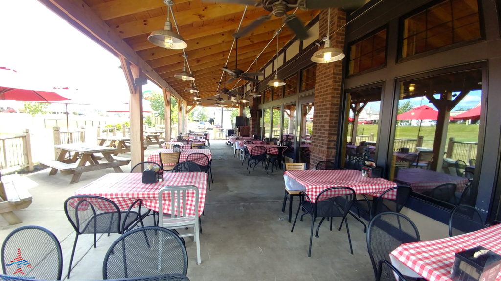 tables and chairs outside a restaurant