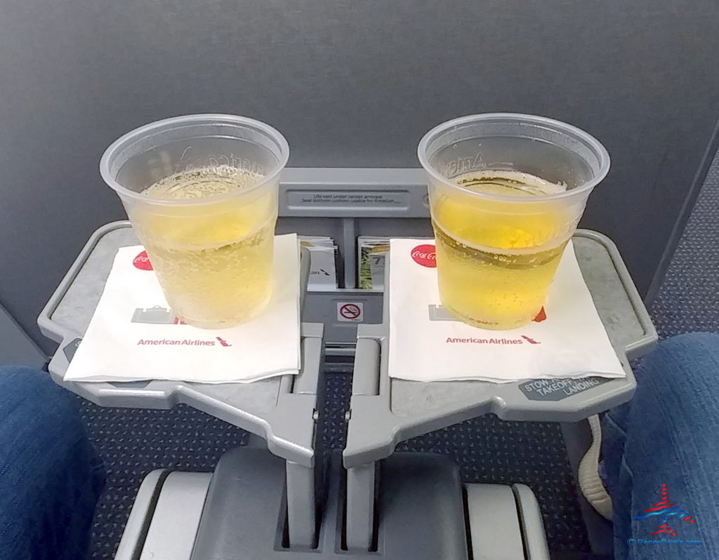 pre flight drink on an american airlines flight Eye of the Flyer