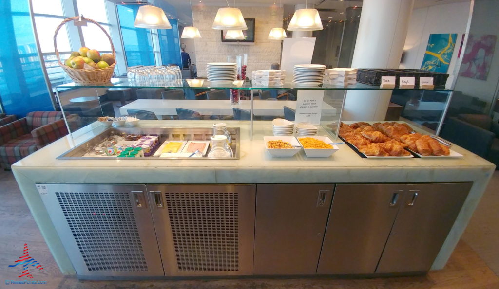 a counter with food on it