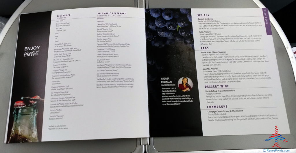 a menu of a wine tasting