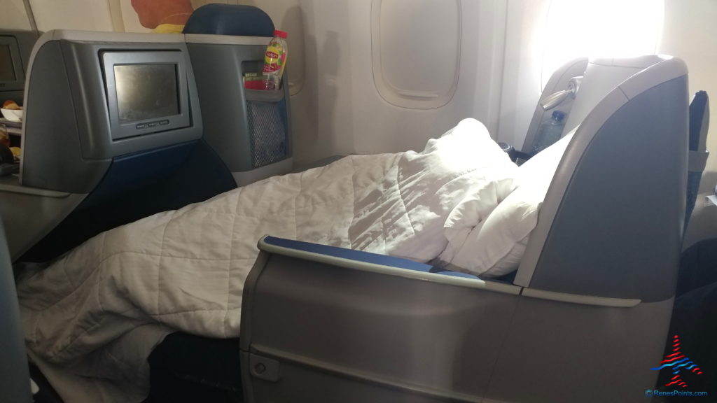 a bed in an airplane