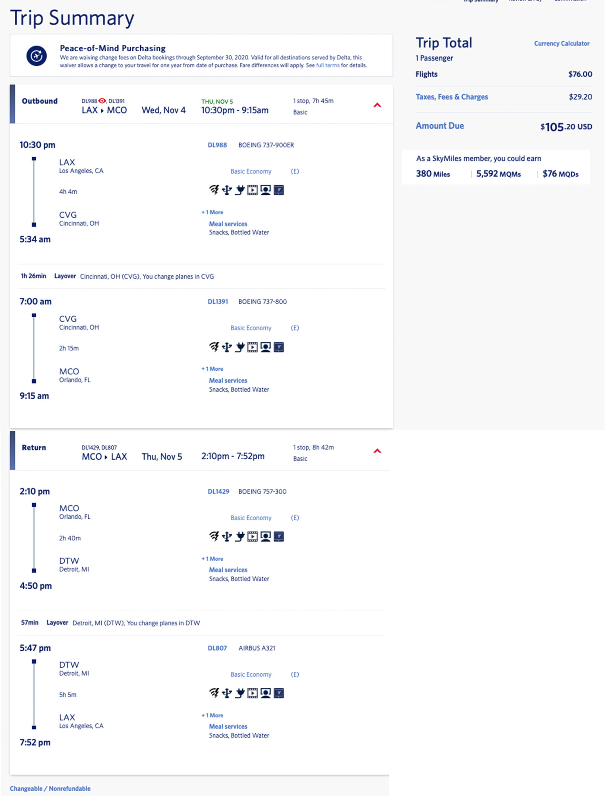 Delta Elite Mileage Run: Los Angeles to Orlando — 1.9 CPM!!!