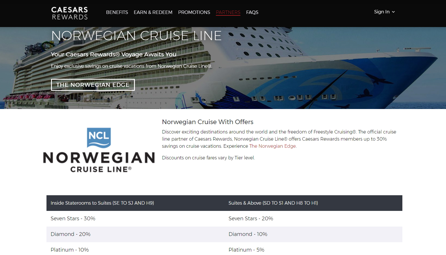 caesars rewards partner with NCL Eye of the Flyer