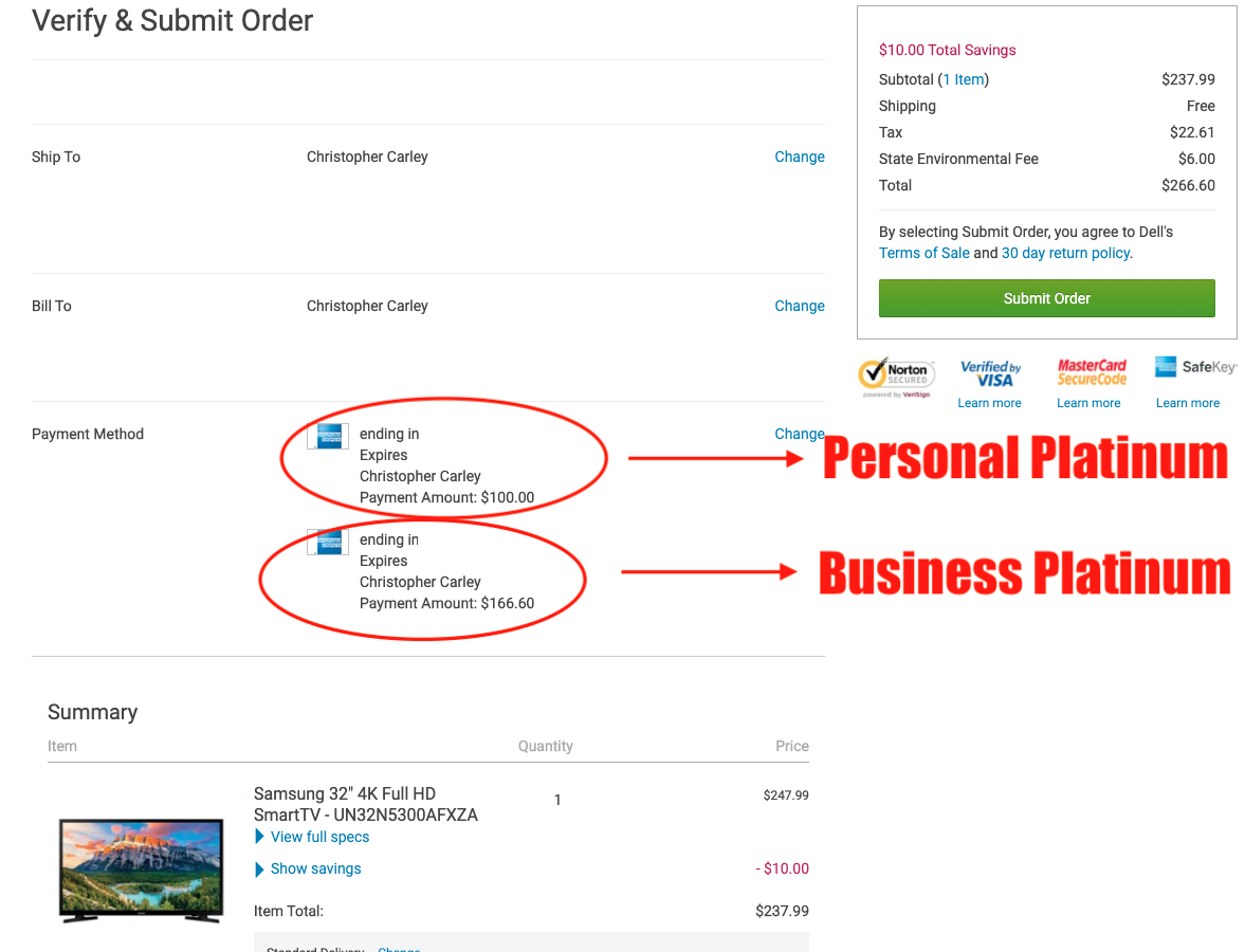 Stacking the Dell Amex Credits PAID ME to Buy a New Television!