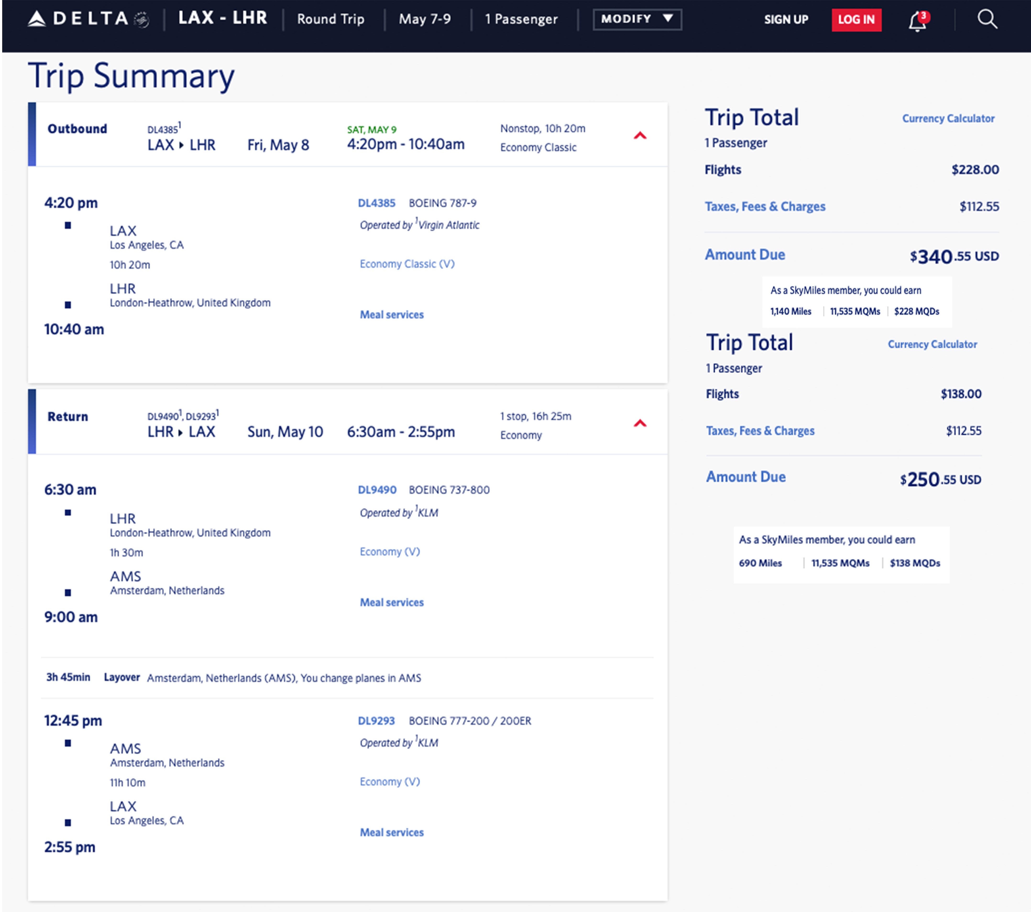 WHOA! Los Angeles to London — 2.2 CPM SkyTeam Mileage Run in Basic, 3 CPM in Main Cabin!