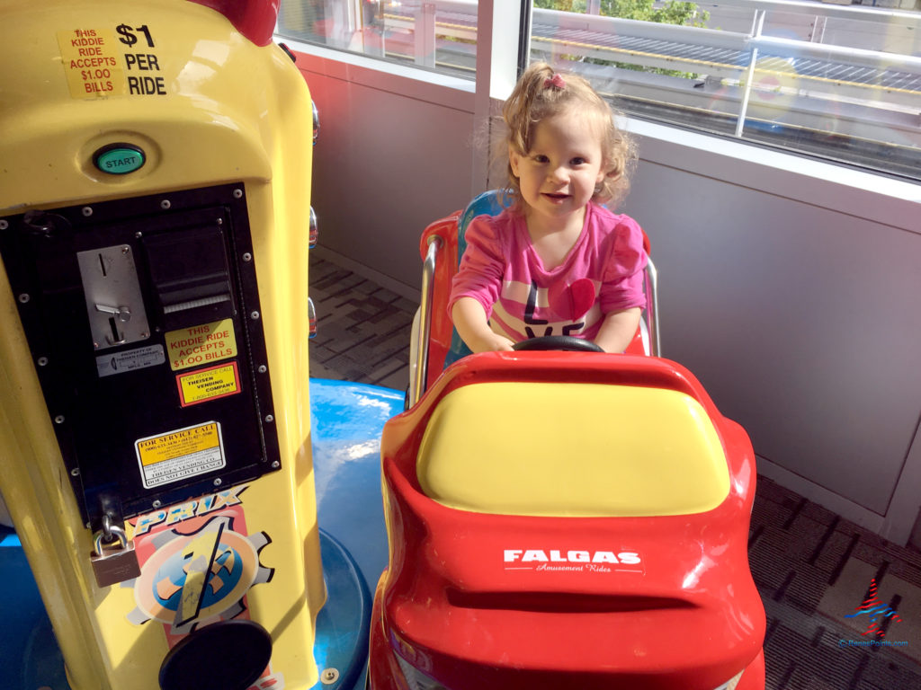 A little girl plays at the playground at Minneapolis-St. Paul International Airport (MSP) in St. Paul, Minnesota.