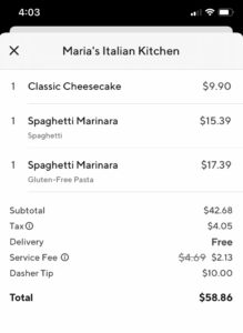 Marias-Italian-Kitchen-DoorDash-Receipt - Eye of the Flyer
