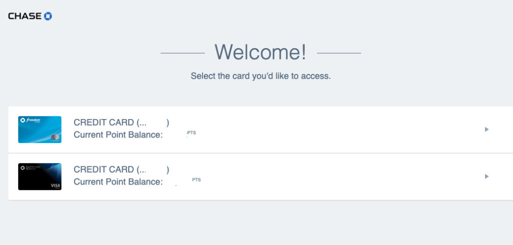 Select a Chase Ultimate Rewards® card for point redemption.