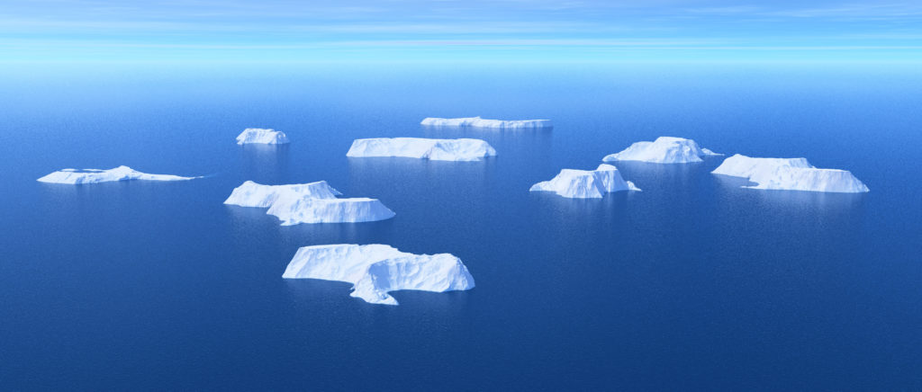 Icebergs in the ocean