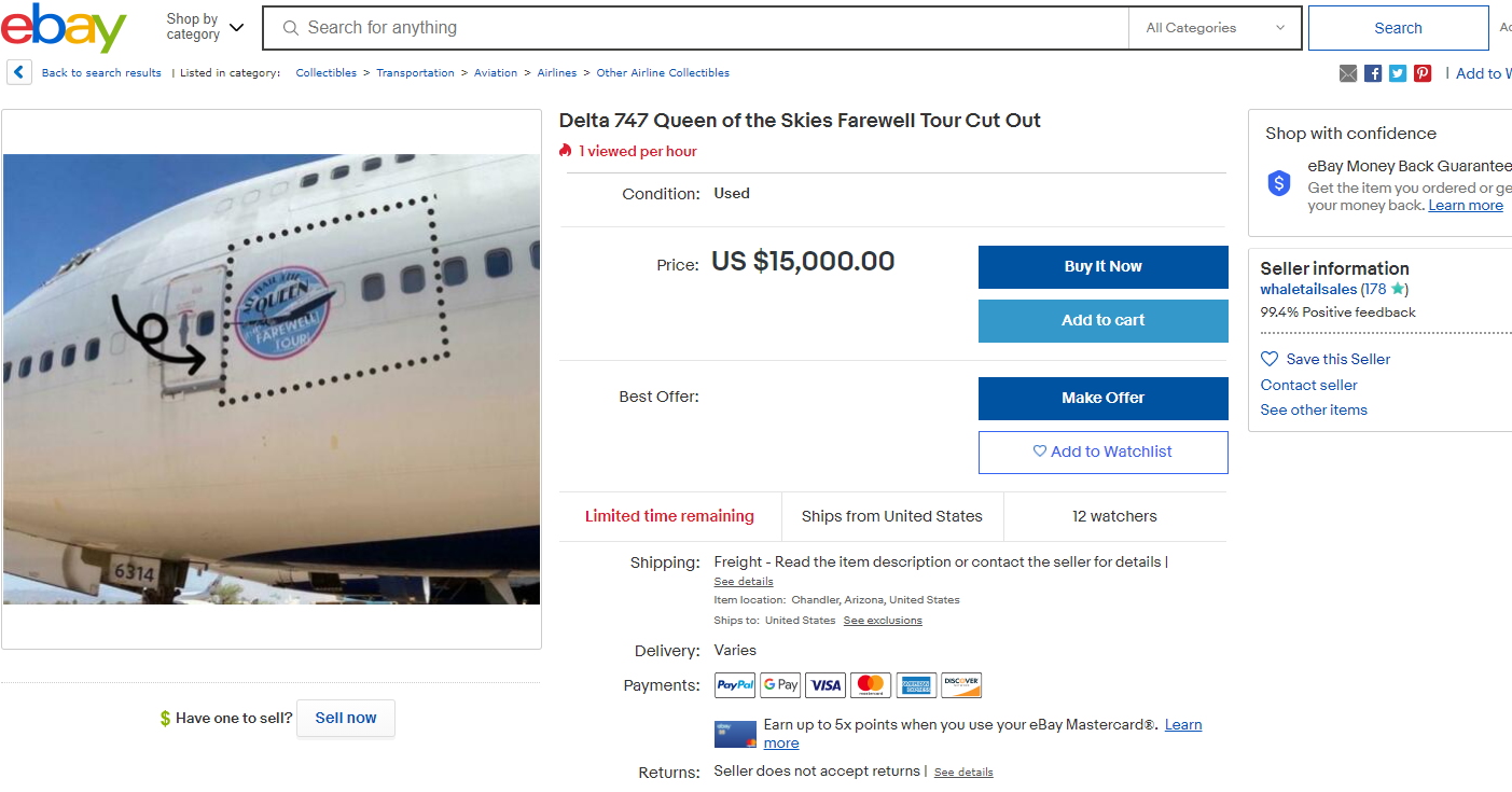 So Sad to See the Once Proud Delta 747 Jets Sold off in Pieces on eBay!