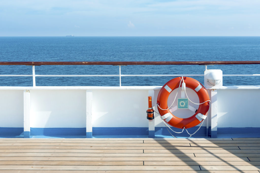 Life preserver on a cruise ship deck