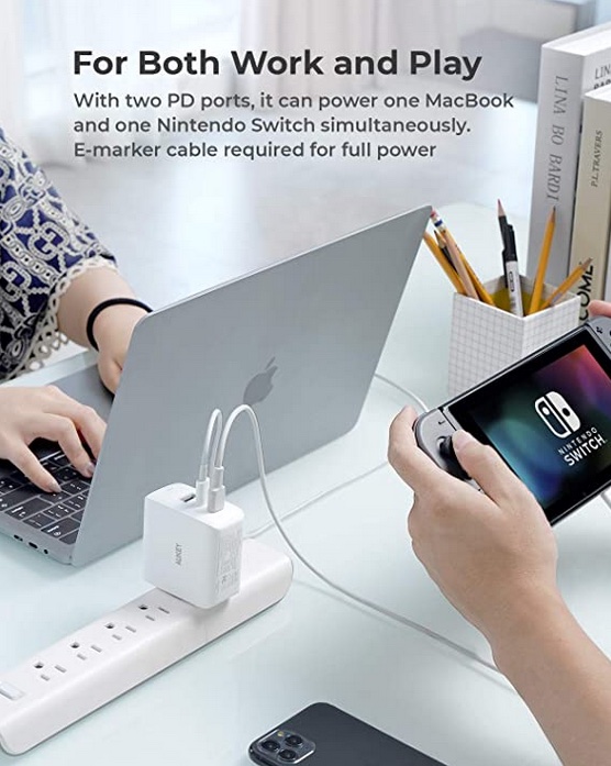 USB C Charger, AUKEY Omnia 90W 3-Port MacBook Pro Charger with GaNFast Technology, PD Charger USB C Fast Charger USB C Laptop Charger for MacBook Pro 16", iPhone 11 Pro Max, Galaxy S20+/Note 20 Ultra