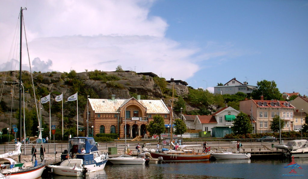 a group of boats in a harbor