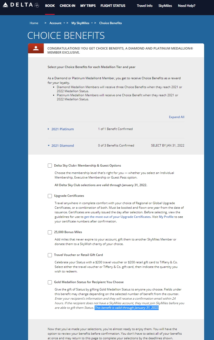 You NOW have access to your 2021 Delta Medallion® Choice Benefits – Consider some TODAY!
