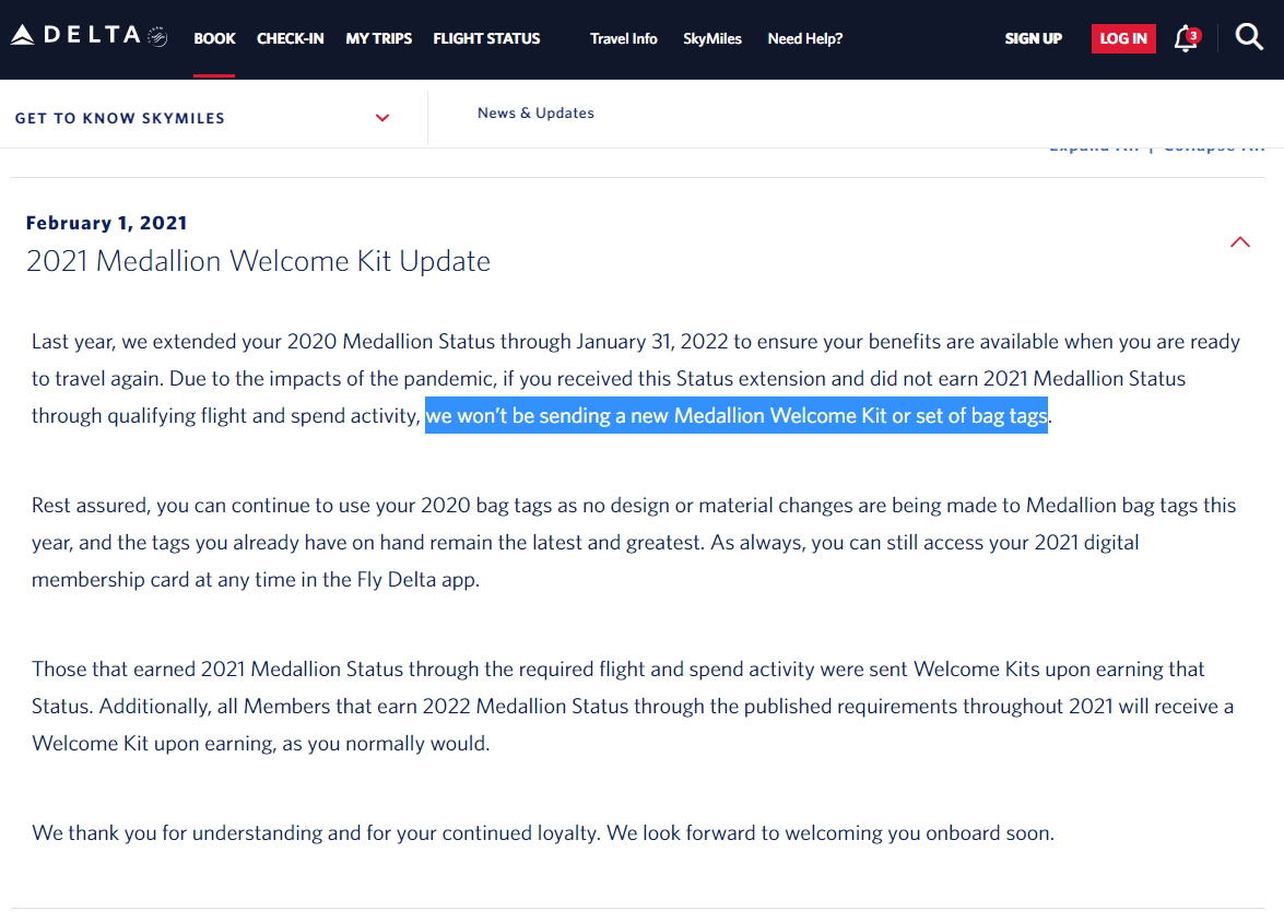 No, You Will Not Get a Delta Medallion Credentials / Kit This Year if You Were “Gifted” Status