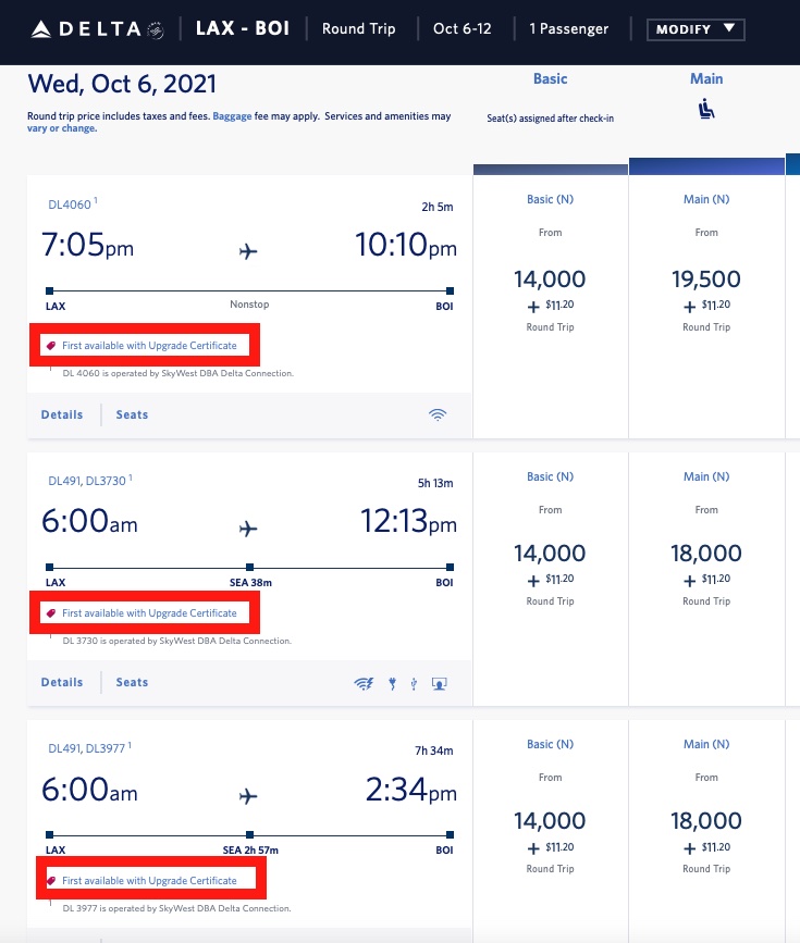 Delta Upgrade Certificates Multiple Companions and Valid on Award