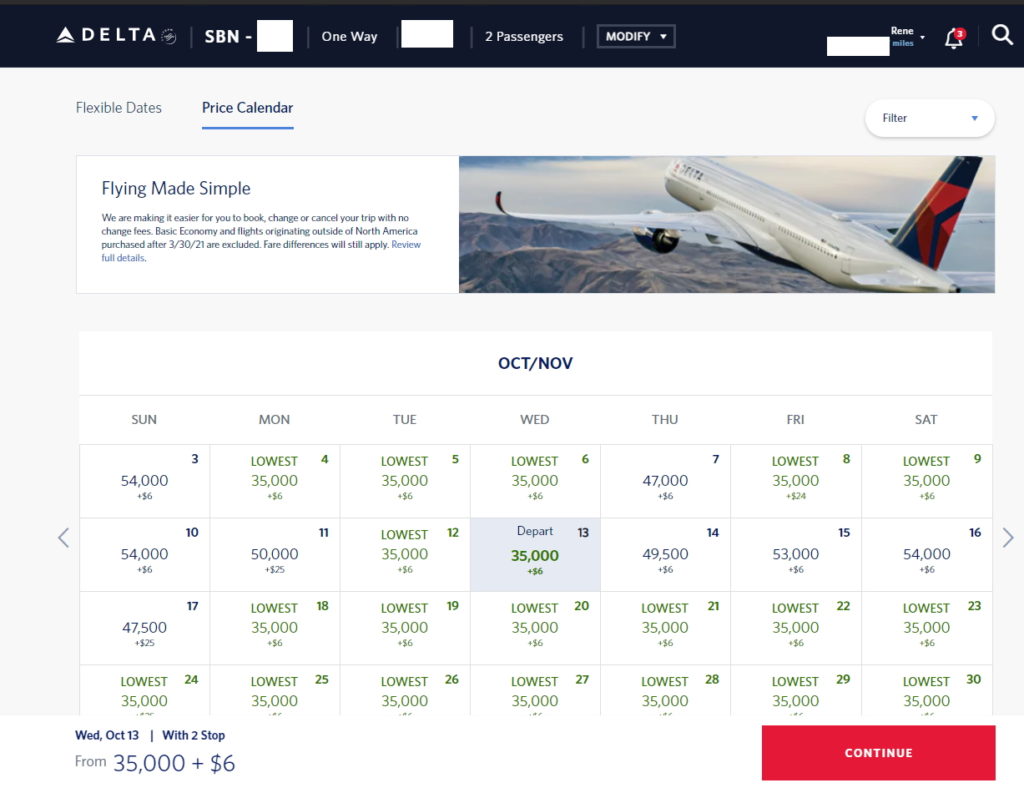 a screenshot of a flight schedule