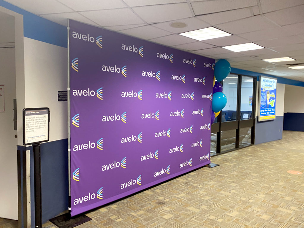 An Avelo Airlines step-and-repeat is seen at Hollywood Burbank Airport in Burbank, California (BUR). This photo was taken prior to Avelo Airlines’ first passenger flight, XP101. The trip traveled from Hollywood Burbank Airport in Burbank, California (BUR) to Charles M. Schulz–Sonoma County Airport in Santa Rosa, California (STS) on Wednesday, April 28, 2021.