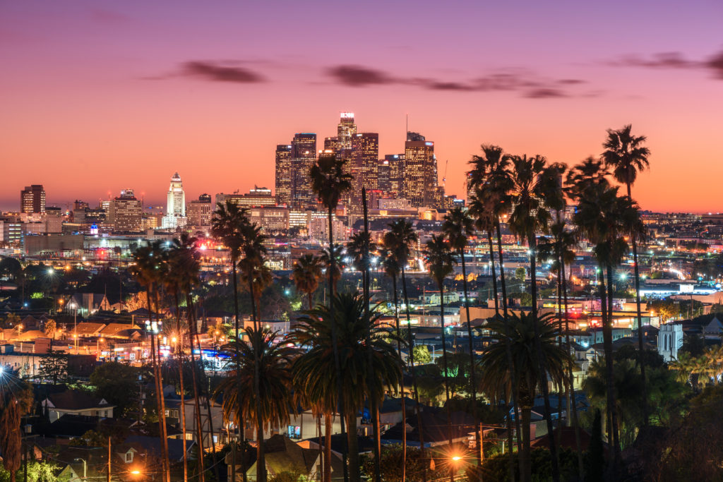 Sunset on the Los Angeles skyline
