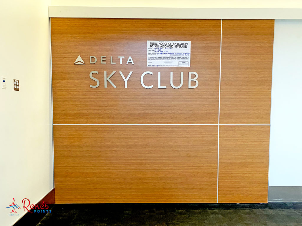 A construction permit is displayed on the door of a temporary Delta Sky Club airport lounge inside Terminal 2 at Los Angeles International Airport (LAX) in April 2021.