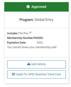 renew global entry goes login