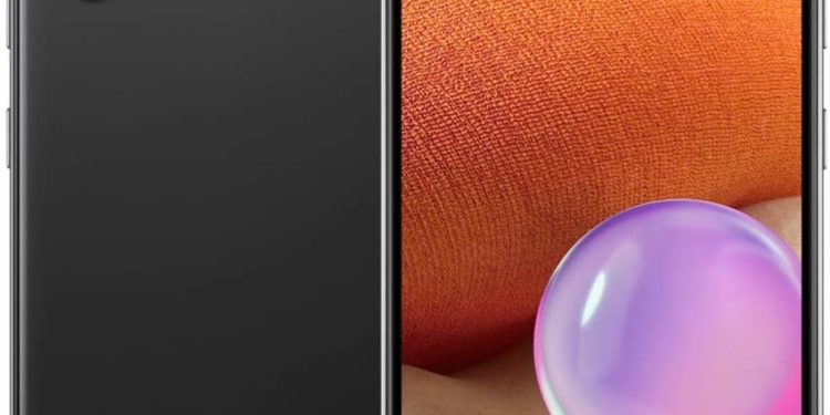 a black cell phone with a purple bubble on the screen