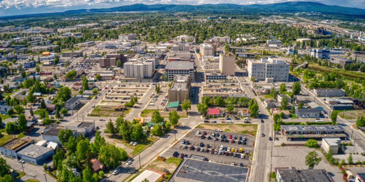 Aerial View of the Fairbanks, Alaska Skyline during Summer