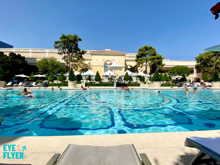 One of the pools at Bellagio Resort & Casino. Bellagio is situated on the Las Vegas Strip in Paradise, Nevada.
