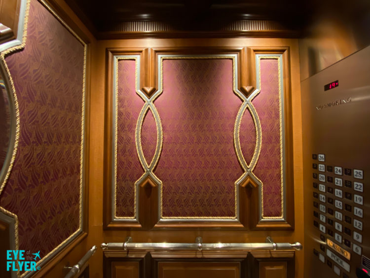 An elevator inside the Spa Tower at Bellagio Resort & Casino Las Vegas. Bellagio is located on the Las Vegas Strip in Paradise, Nevada.