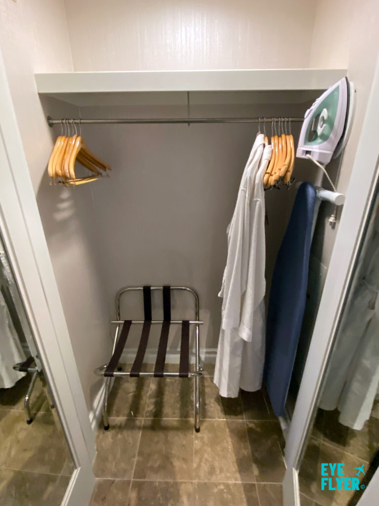 A closet is seen inside a Spa Tower king bedroom at Bellagio Resort & Casino Las Vegas. Bellagio is located on the Las Vegas Strip in Paradise, Nevada.