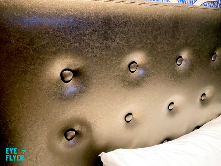 King size bed headboard inside a Spa Tower room at Bellagio Resort & Casino Las Vegas. Bellagio is located on the Las Vegas Strip in Paradise, Nevada.