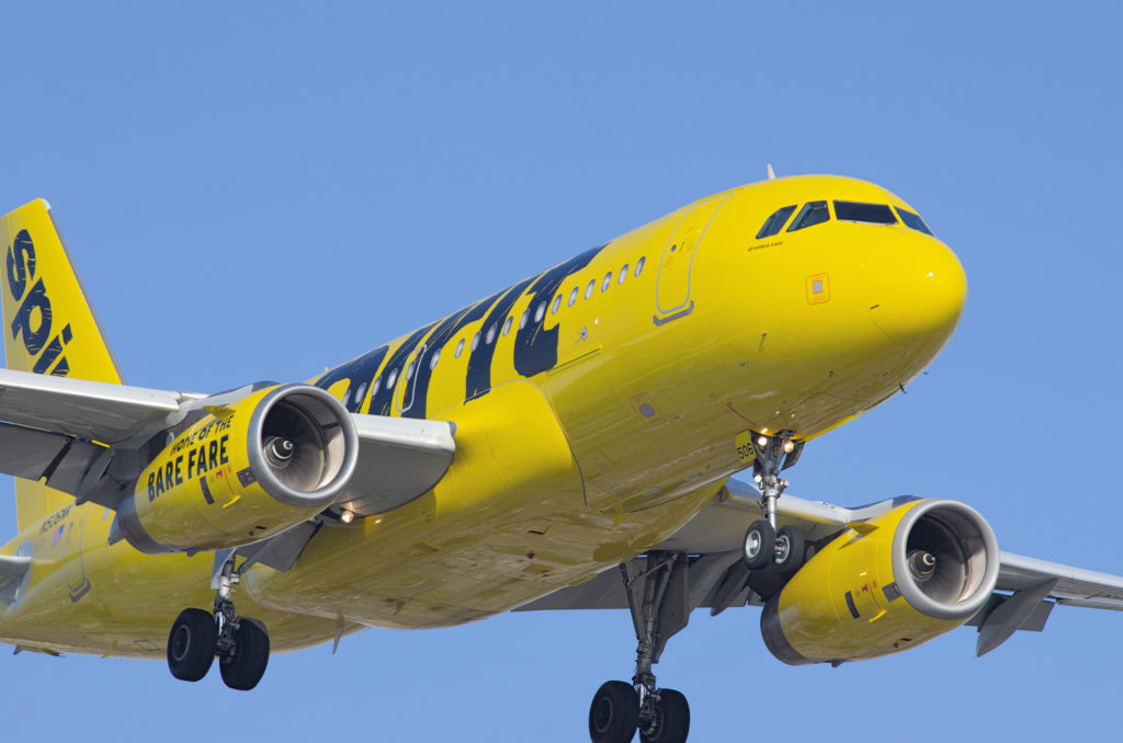 A Spirit Airlines Airbus is seen on approach for Los Angeles International Airport (LAX).