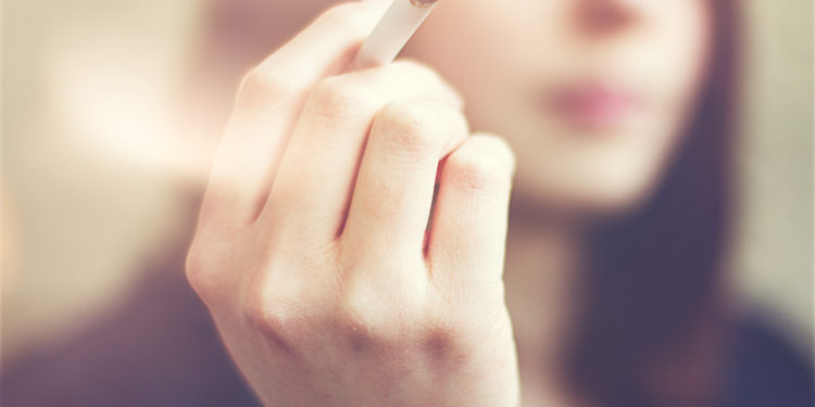 Woman smoking a cigarette
