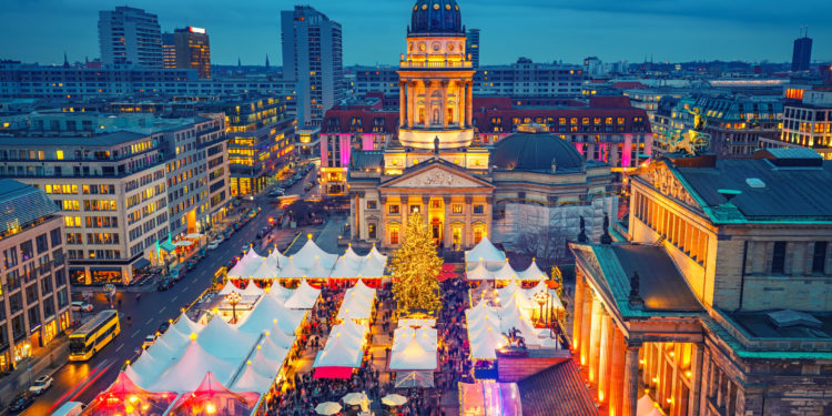 Christmas market, Deutscher Dom and konzerthaus in Berlin, Germany