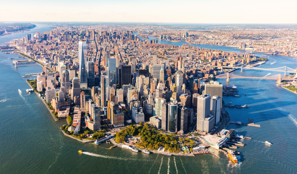 Aerial view of lower Manhattan NYC