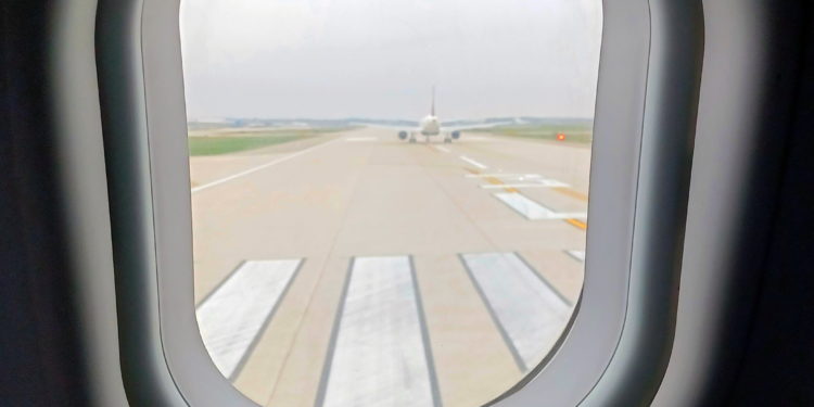 an airplane on the runway